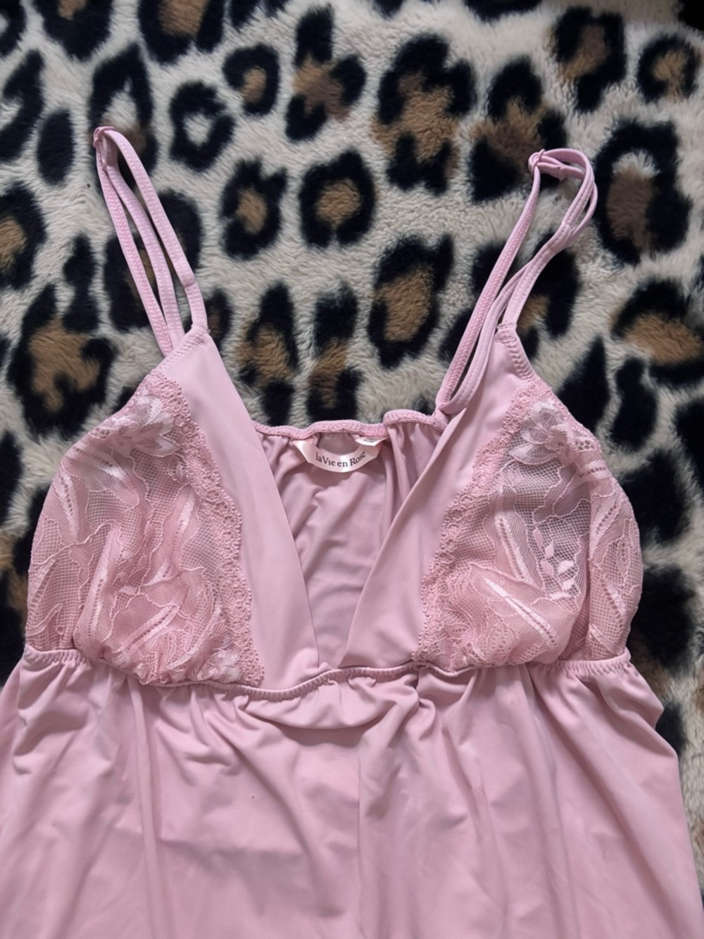La Vie En Rose Light Pink Lace-Trim BabyDoll Top